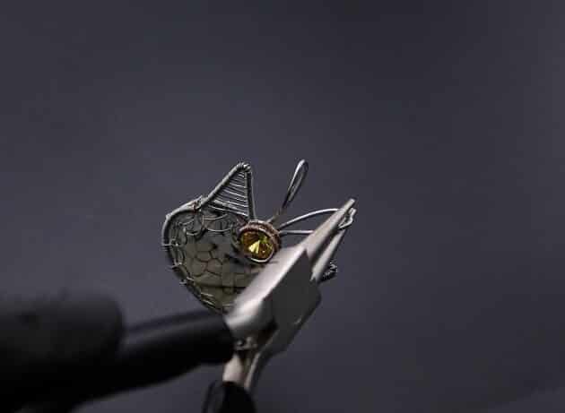 Wire-Wrapping Cute Tabby Cat Head Gemstone Silver Pendant Tutorial 99