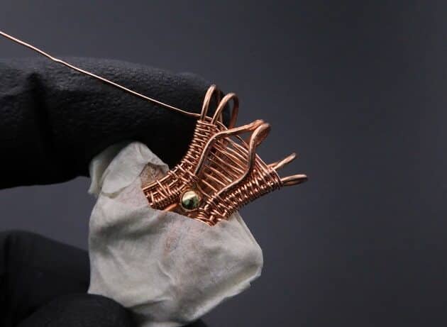 Wire-Wrapping Shark Tooth With Diamond Weave Bail Pendant Tutorial 57