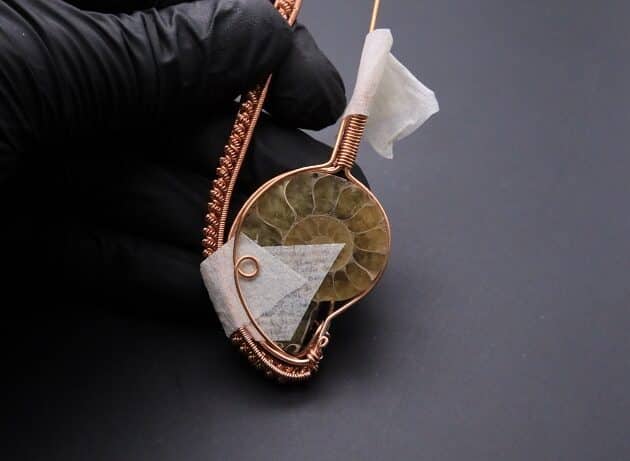 Wire-Wrapping Ammonite Shell Coiled Coil Copper Pendant Tutorial 42