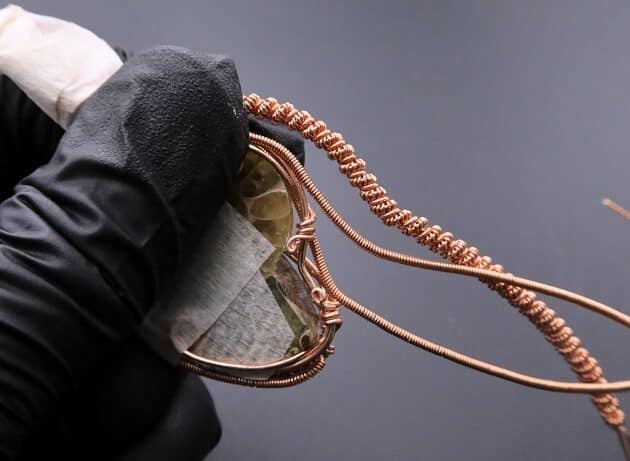 Wire-Wrapping Ammonite Shell Coiled Coil Copper Pendant Tutorial 53