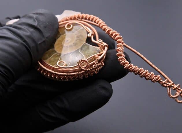 Wire-Wrapping Ammonite Shell Coiled Coil Copper Pendant Tutorial 55
