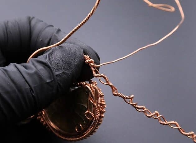 Wire-Wrapping Ammonite Shell Coiled Coil Copper Pendant Tutorial 59