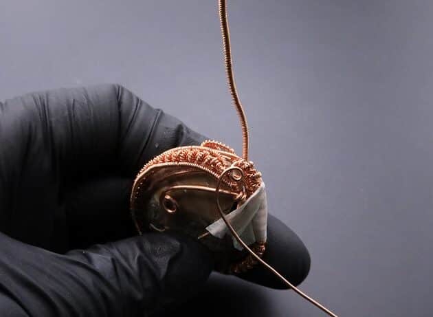 Wire-Wrapping Ammonite Shell Coiled Coil Copper Pendant Tutorial 63