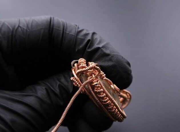Wire-Wrapping Ammonite Shell Coiled Coil Copper Pendant Tutorial 70
