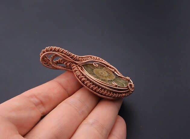 Wire-Wrapping Ammonite Shell Coiled Coil Copper Pendant Tutorial 85