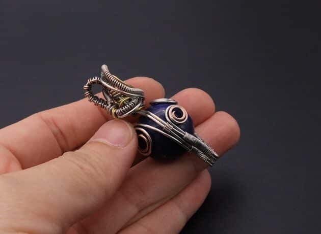 Wire-Wrapping Blue Marble Sphere Ball Abstract Swirl Pendant Tutorial 129