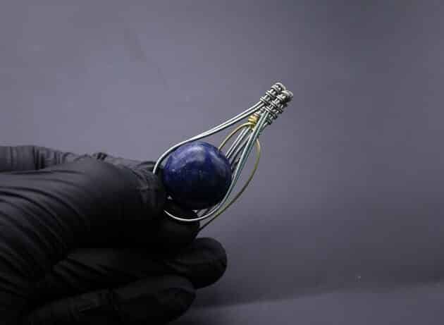 Wire-Wrapping Blue Marble Sphere Ball Abstract Swirl Pendant Tutorial 34