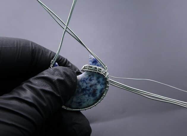Wire-Wrapping Blue Molly Moon Silver Woven Pendant Tutorial 26