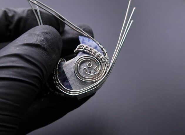 Wire-Wrapping Blue Molly Moon Silver Woven Pendant Tutorial 33