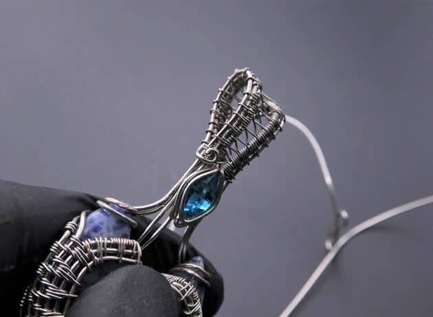 Wire-Wrapping Blue Molly Moon Silver Woven Pendant Tutorial 56