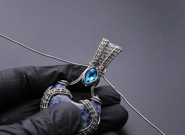 Wire-Wrapping Blue Molly Moon Silver Woven Pendant Tutorial 63