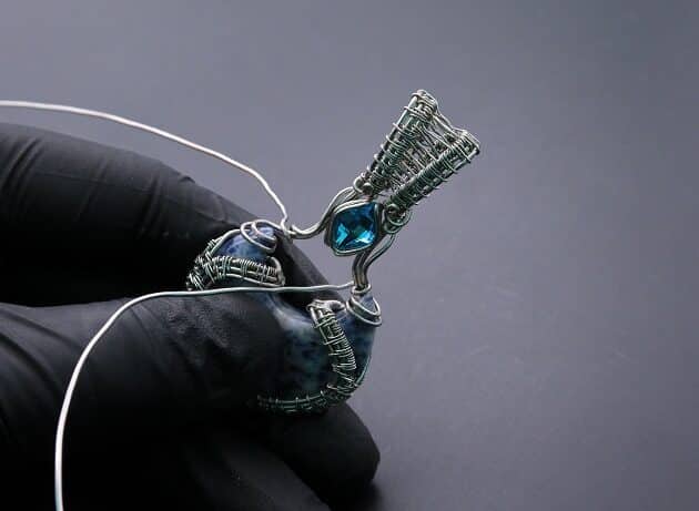Wire-Wrapping Blue Molly Moon Silver Woven Pendant Tutorial 68