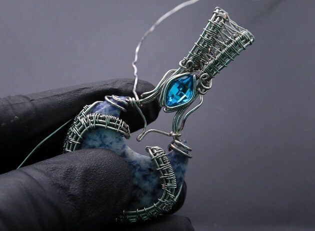 Wire-Wrapping Blue Molly Moon Silver Woven Pendant Tutorial 73