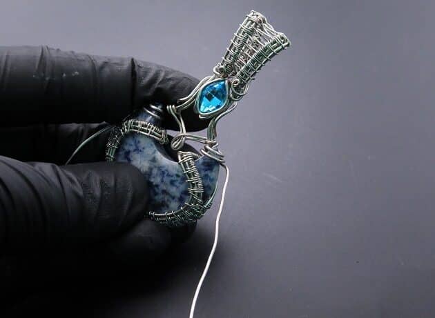Wire-Wrapping Blue Molly Moon Silver Woven Pendant Tutorial 80