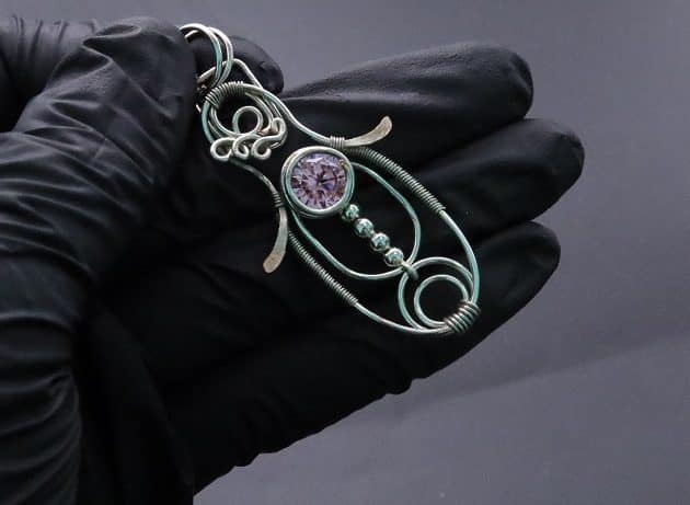 Wire-Wrapping Abstract Penguin Pink Diamond Pendant Tutorial 100