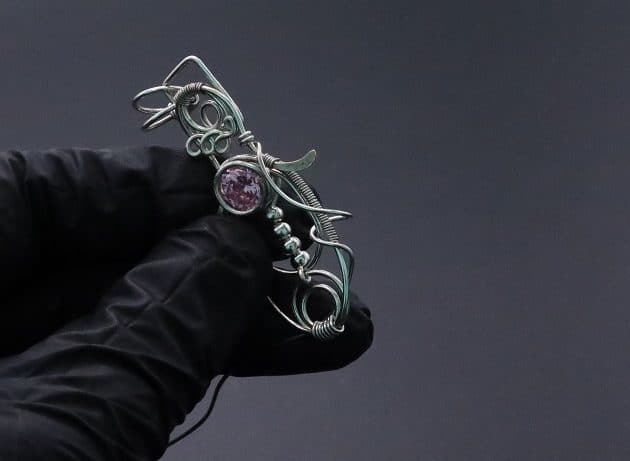 Wire-Wrapping Abstract Penguin Pink Diamond Pendant Tutorial 109