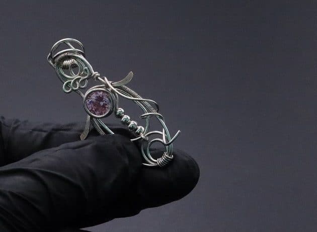 Wire-Wrapping Abstract Penguin Pink Diamond Pendant Tutorial 110