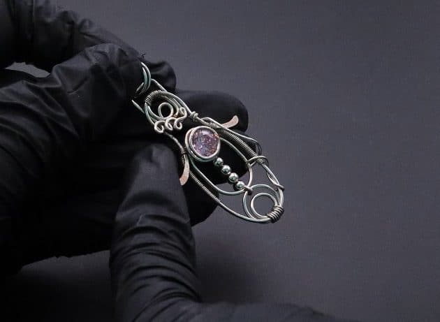 Wire-Wrapping Abstract Penguin Pink Diamond Pendant Tutorial 113