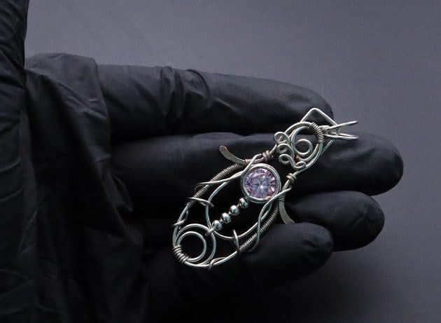 Wire-Wrapping Abstract Penguin Pink Diamond Pendant Tutorial 114