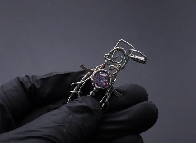Wire-Wrapping Abstract Penguin Pink Diamond Pendant Tutorial 120