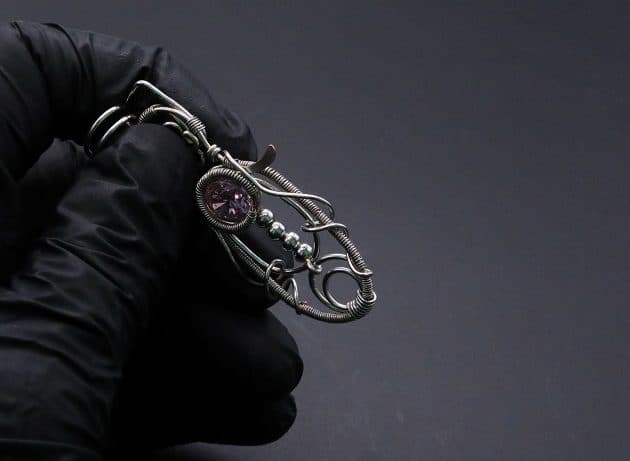 Wire-Wrapping Abstract Penguin Pink Diamond Pendant Tutorial 123