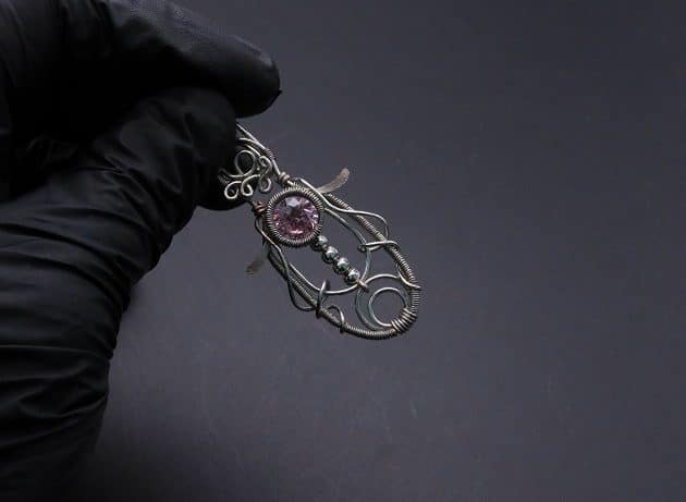 Wire-Wrapping Abstract Penguin Pink Diamond Pendant Tutorial 125