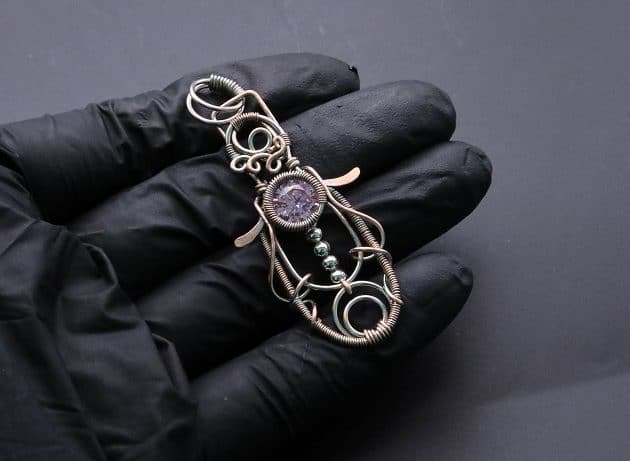 Wire-Wrapping Abstract Penguin Pink Diamond Pendant Tutorial 127
