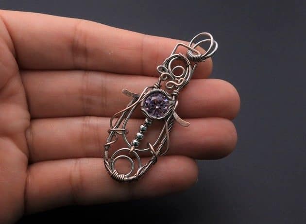 Wire-Wrapping Abstract Penguin Pink Diamond Pendant Tutorial 128