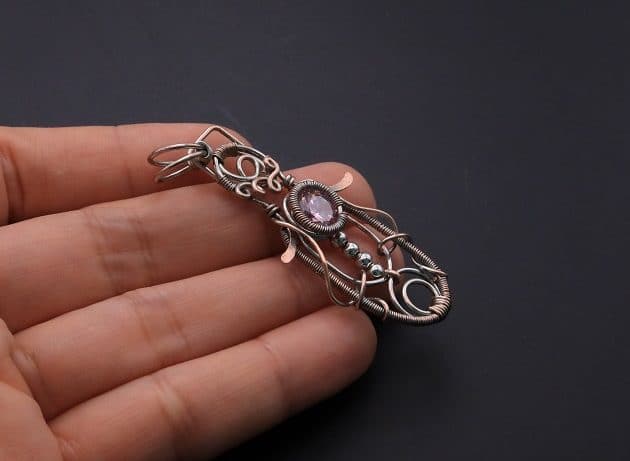 Wire-Wrapping Abstract Penguin Pink Diamond Pendant Tutorial 129