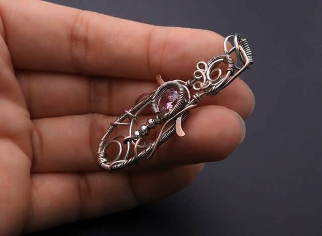 Wire-Wrapping Abstract Penguin Pink Diamond Pendant Tutorial 130