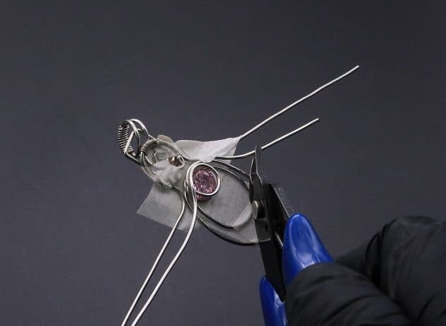 Wire-Wrapping Abstract Penguin Pink Diamond Pendant Tutorial 64