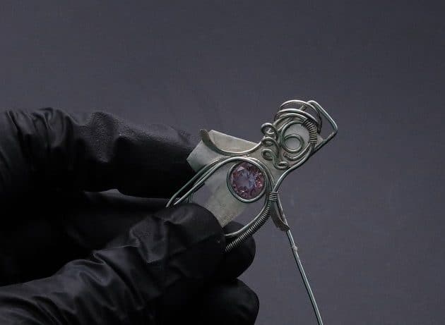 Wire-Wrapping Abstract Penguin Pink Diamond Pendant Tutorial 77