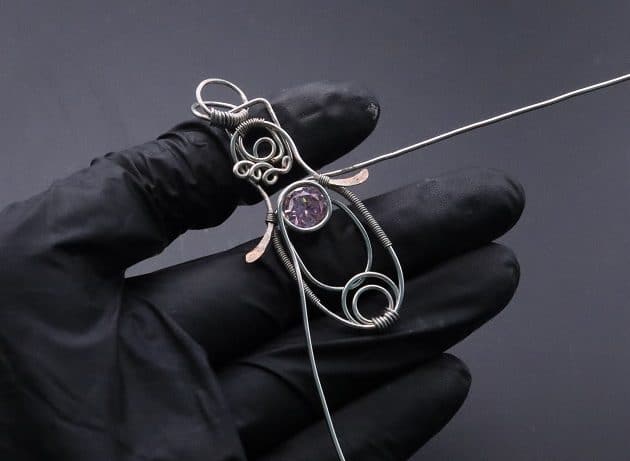 Wire-Wrapping Abstract Penguin Pink Diamond Pendant Tutorial 84