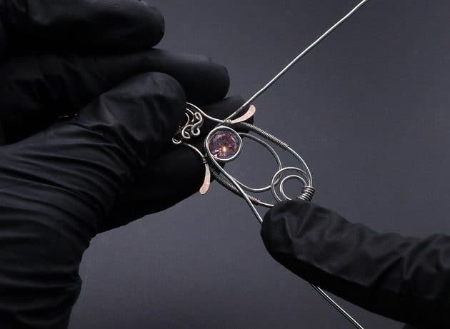 Wire-Wrapping Abstract Penguin Pink Diamond Pendant Tutorial 85