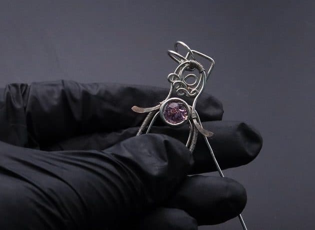 Wire-Wrapping Abstract Penguin Pink Diamond Pendant Tutorial 88