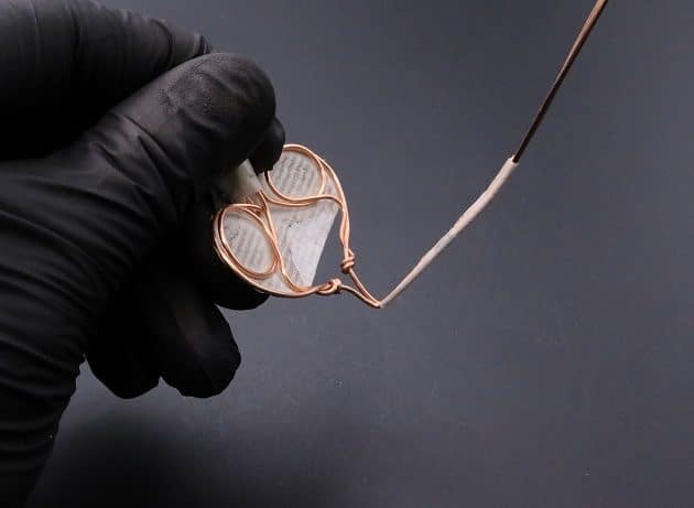 Wire-Wrapping Precious Red Spark In Wire Heart Pendant Tutorial 27