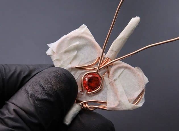 Wire-Wrapping Precious Red Spark In Wire Heart Pendant Tutorial 47