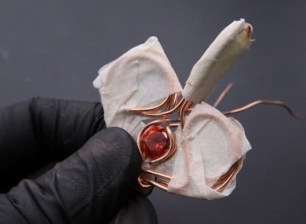 Wire-Wrapping Precious Red Spark In Wire Heart Pendant Tutorial 49