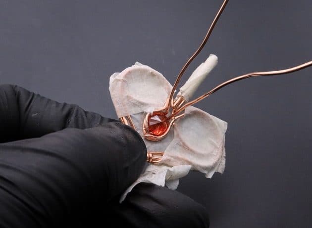 Wire-Wrapping Precious Red Spark In Wire Heart Pendant Tutorial 50