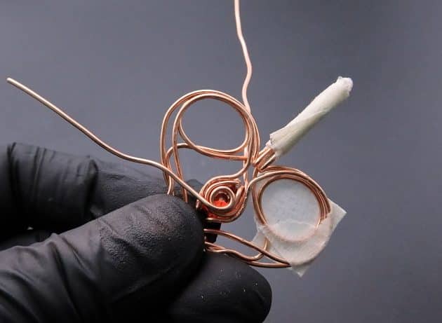 Wire-Wrapping Precious Red Spark In Wire Heart Pendant Tutorial 54