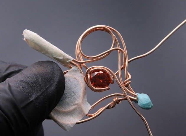 Wire-Wrapping Precious Red Spark In Wire Heart Pendant Tutorial 56
