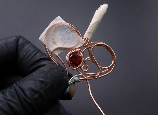 Wire-Wrapping Precious Red Spark In Wire Heart Pendant Tutorial 58