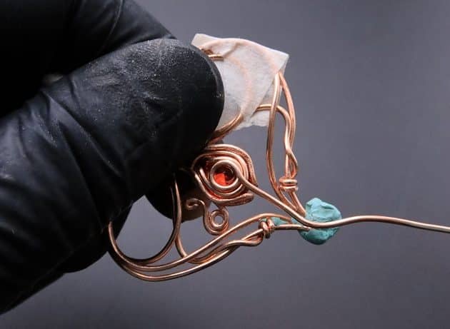 Wire-Wrapping Precious Red Spark In Wire Heart Pendant Tutorial 59