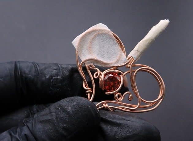 Wire-Wrapping Precious Red Spark In Wire Heart Pendant Tutorial 62