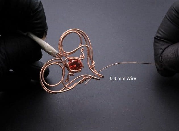 Wire-Wrapping Precious Red Spark In Wire Heart Pendant Tutorial 64