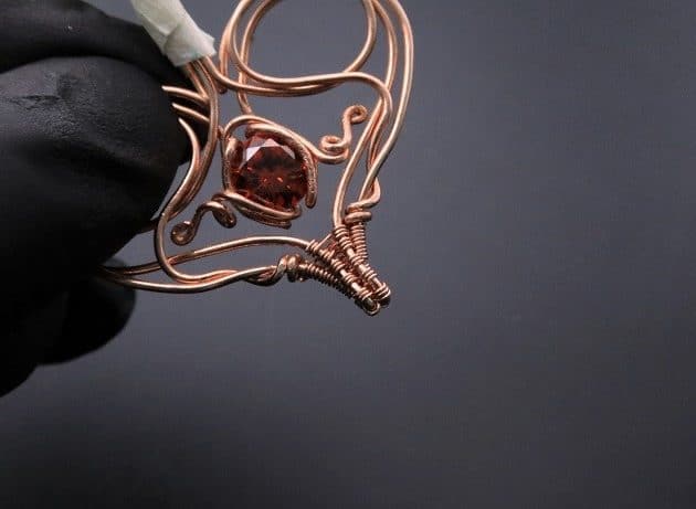 Wire-Wrapping Precious Red Spark In Wire Heart Pendant Tutorial 66
