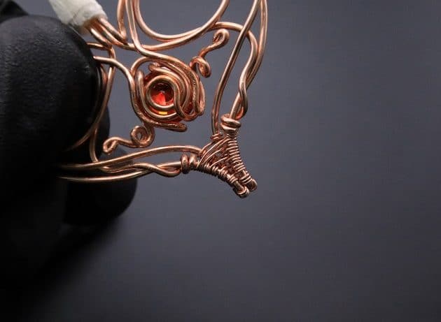 Wire-Wrapping Precious Red Spark In Wire Heart Pendant Tutorial 68