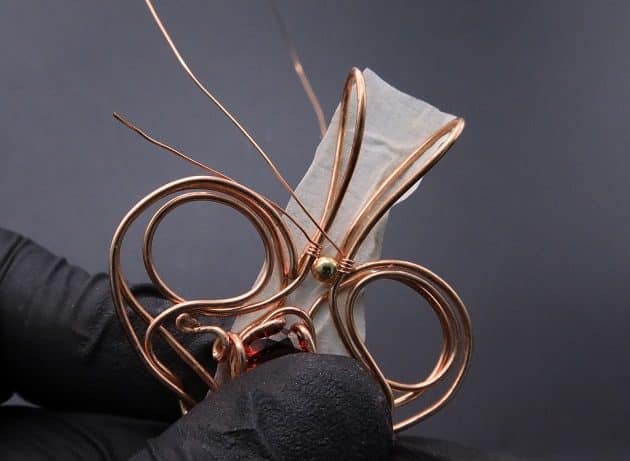 Wire-Wrapping Precious Red Spark In Wire Heart Pendant Tutorial 76