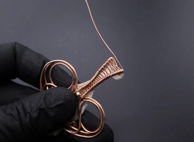Wire-Wrapping Precious Red Spark In Wire Heart Pendant Tutorial 78