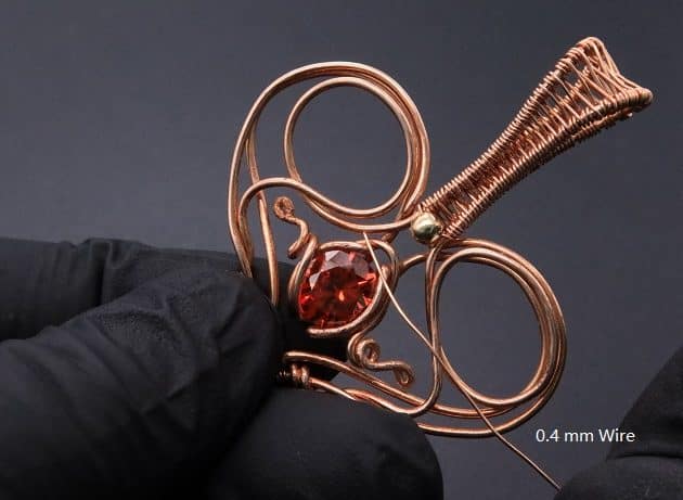 Wire-Wrapping Precious Red Spark In Wire Heart Pendant Tutorial 83